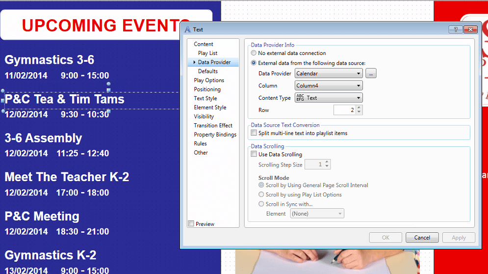 sherwood sentral integration designer - text
