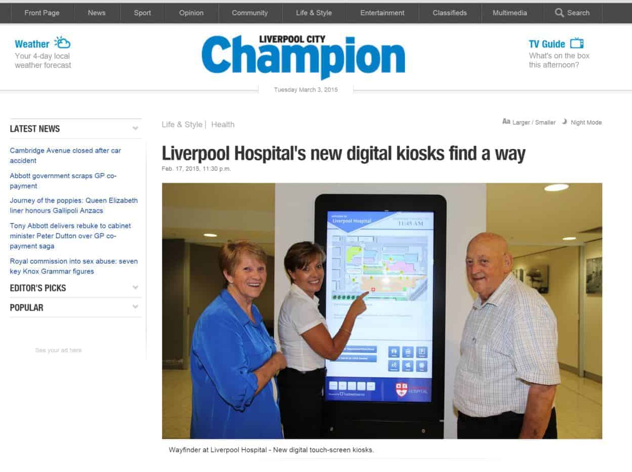Liverpool Hospital Digital Wayfinding Liverpool Champion