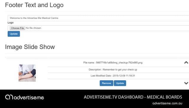 Advertise Me TV Medical Board Dashboard Footer Logo Slide Show