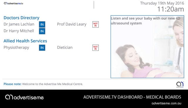 Advertise Me TV Medical Board Dashboard