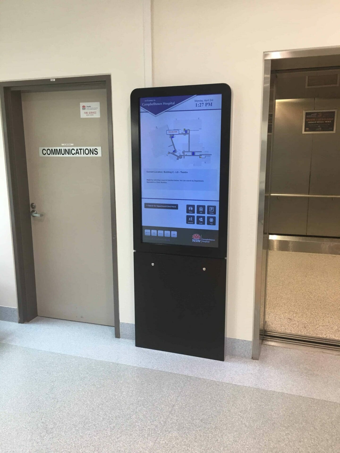 Advertise Me - Digital Wayfinding Campbelltown Hospital at Lifts