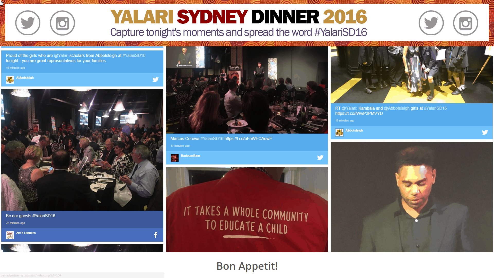 Advertise Me Social Wall Yalari Dinner Sydney