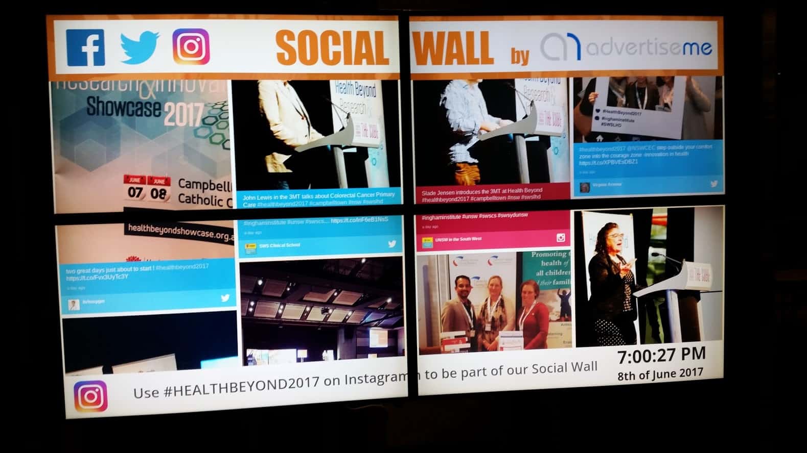 Advertise Me Video Wall Social Wall Igham Institue Health and Beyond 2