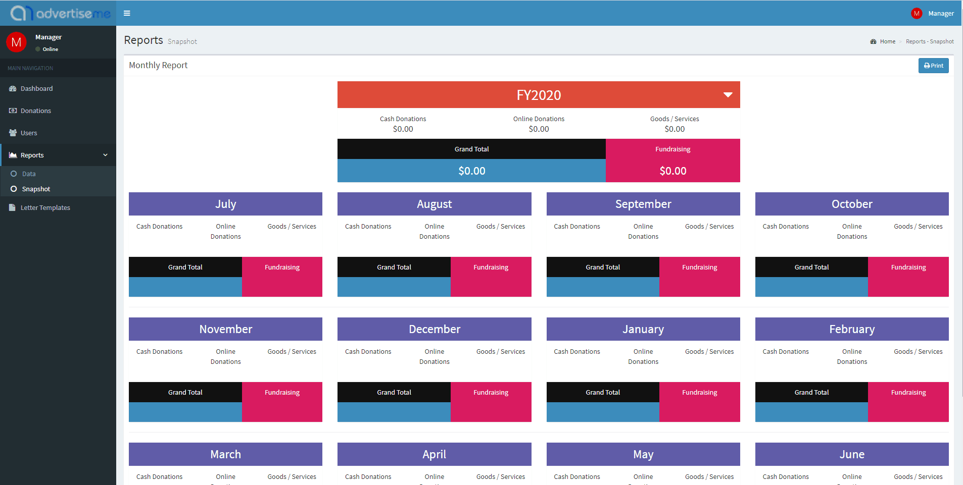 Advertise Me Donations and Fundraising Management System Report