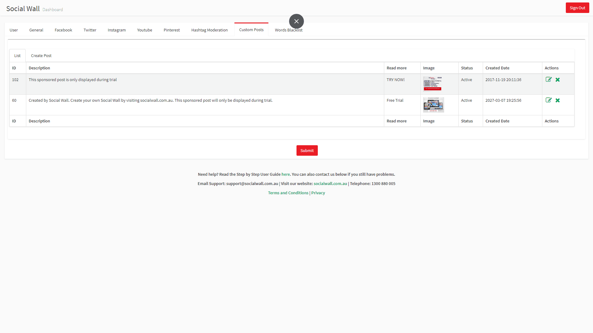 Advertise Me Social Wall Custom Posts