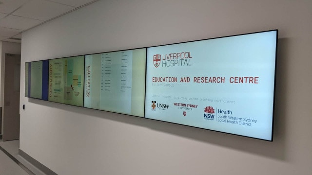 Video Wall Digital Directory Digital Wayfinding – UNSW Medicine & Health South West Sydney Precinct 4×1 Video Wall