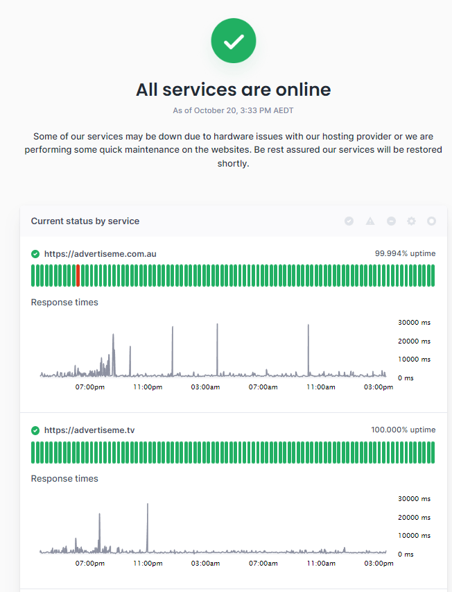 Advertise Me Managing your digital signage network betteruptime status page