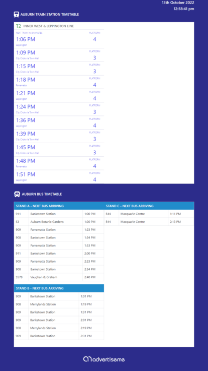 Advertise Me Timetable Board Bus and Train Timetable Board Example