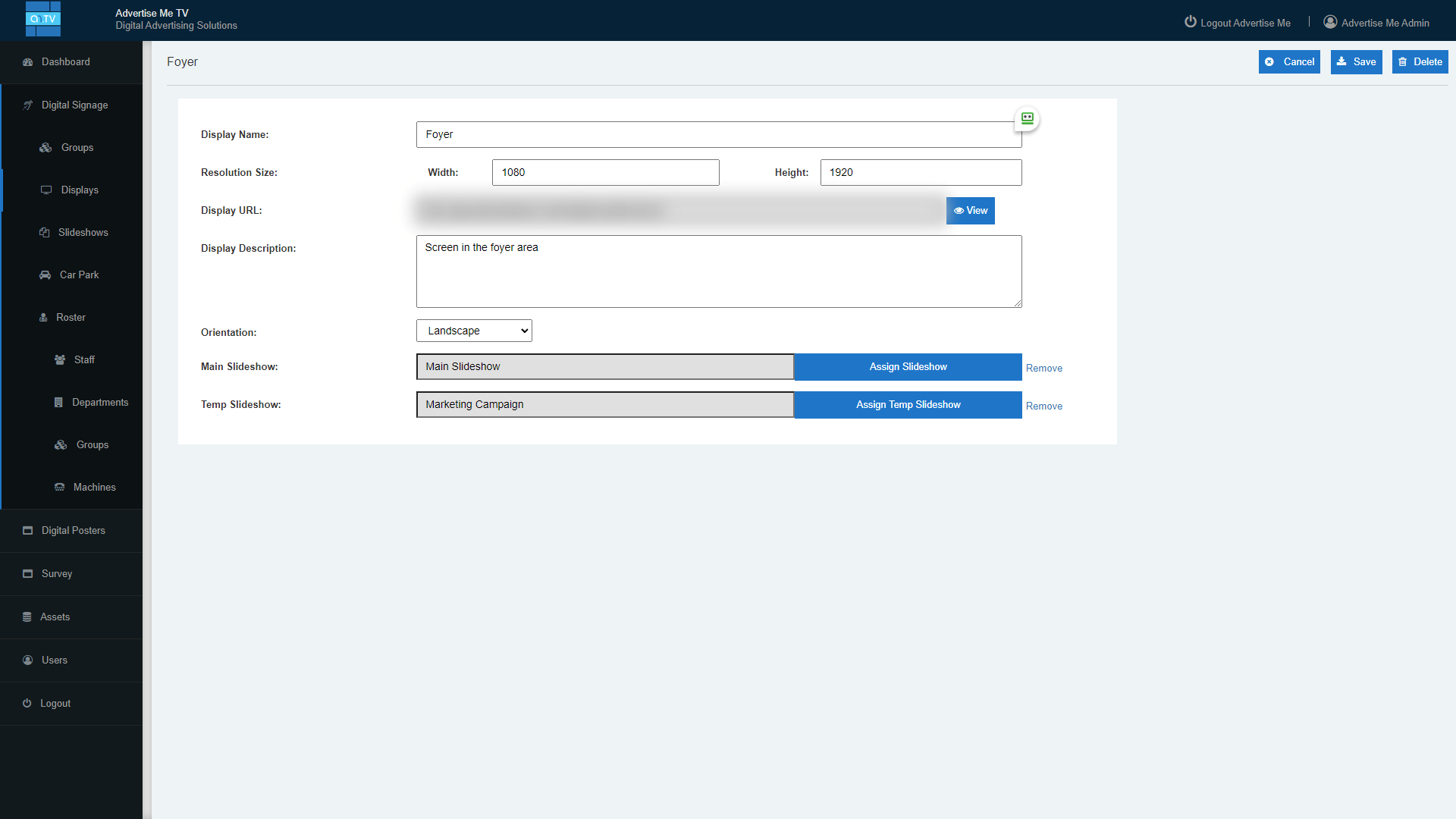 Advertise Me Digital Signage Software scheduling