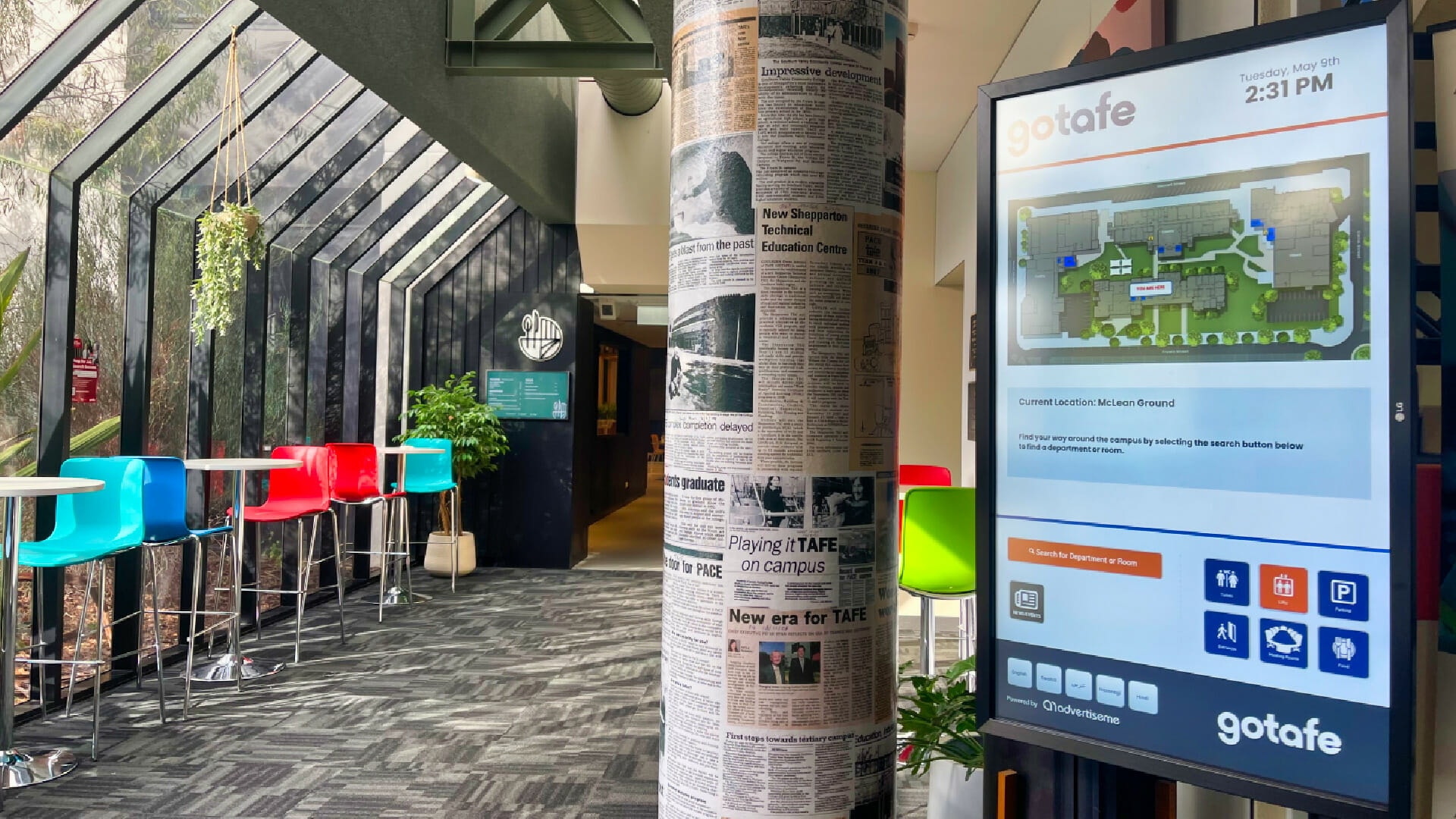 Advertise Me Digital Wayfinding Solutions GOTAFE digital wayfinding main area Advertise Me Digital Wayfinding Solutions GOTAFE digital wayfinding main area