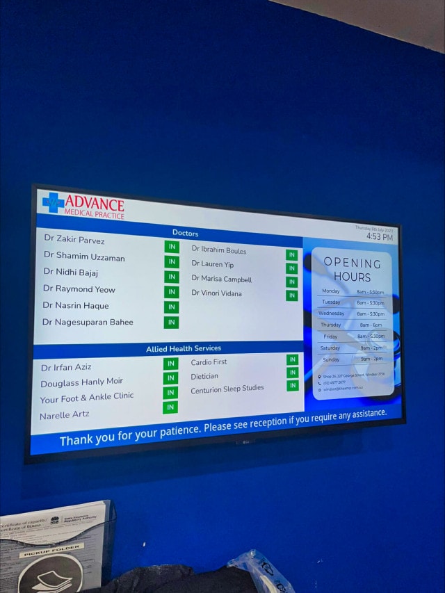 Digital Signage – Advance Medical Practice Doctor Medical Board