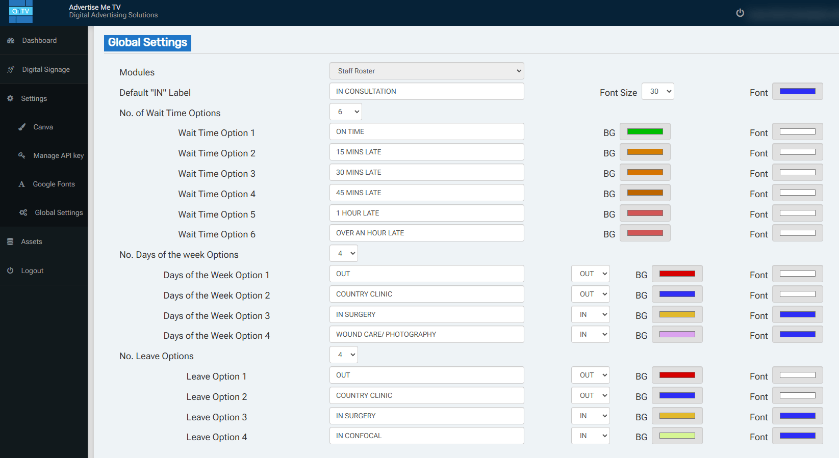 Advertise Me Staff Roster Healthcare Medical Centre custom statuses Advertise Me Staff Roster Healthcare Medical Centre custom statuses