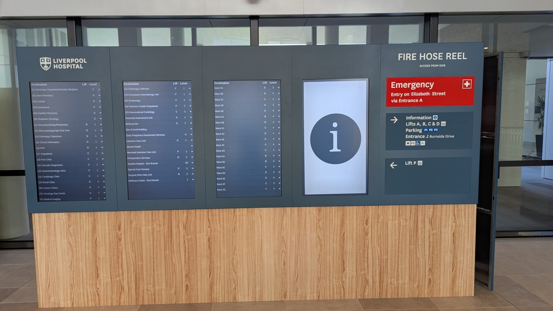 Advertise Me Directory Board Liverpool Hospital digital signage solution entrance reception 1 Advertise Me Directory Board Liverpool Hospital digital signage solution entrance reception 1