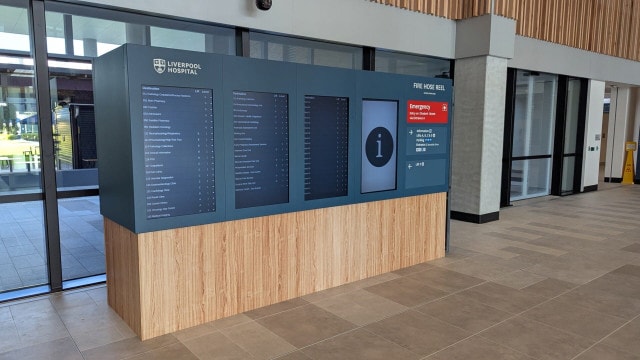 Advertise Me Directory Board Liverpool Hospital digital signage solution entrance reception 2