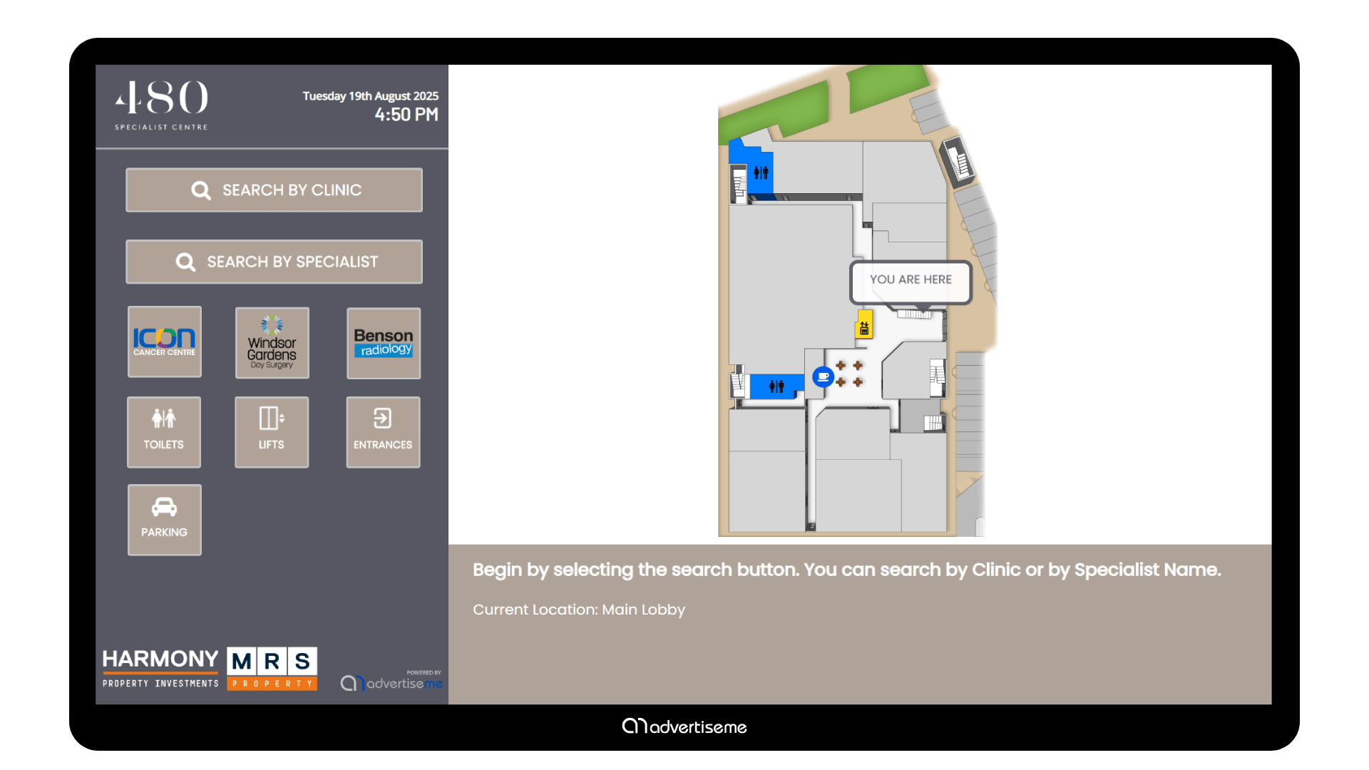 MRS480 Digital Wayfinding Solution Routing Destinations