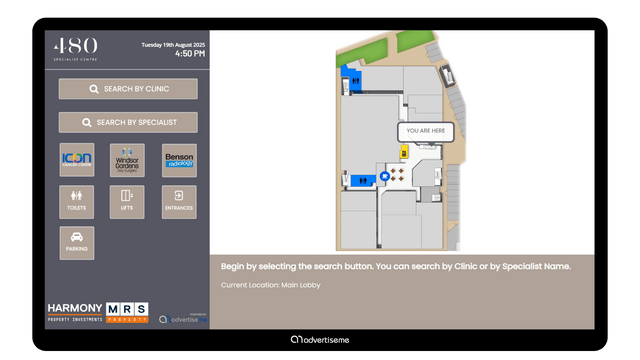 MRS480 Digital Wayfinding Solution Routing Destinations
