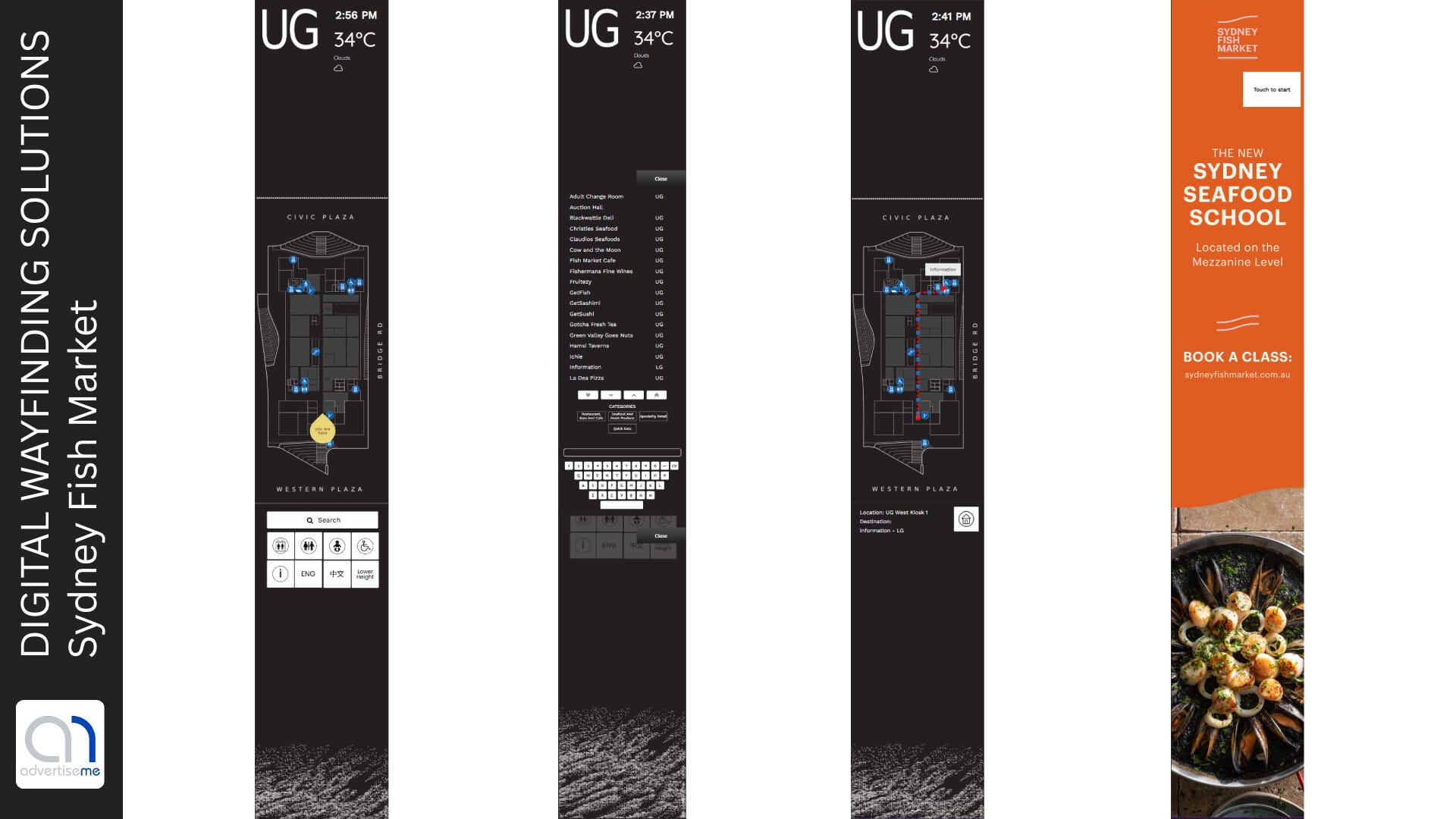 Advertise Me DIGITAL WAYFINDING SOLUTIONS Sydney Fish Market screenshots